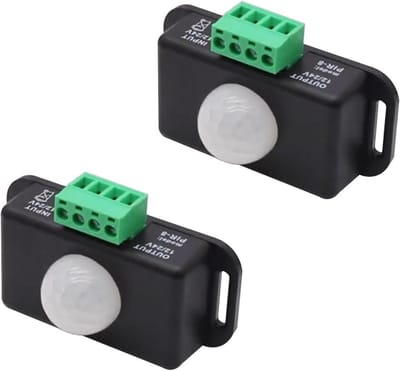 2-Pack PIR Bewegingssensor Schakelaar voor LED Verlichting - 12V/24V Infrarood Lichtcontroller met Instelbare Timer