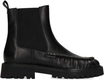 Manfield - Dames - Zwarte leren chelsea boots - Maat 36