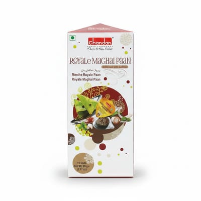 Kajal Chandan Maghai Paan zonder Supari Menthe Royale Zoete Paan Hygiënisch Verpakt Traditionele Mukhwas Mondverfrisser 1 x 15 Stuks 3,7 oz met Kajal Sticker