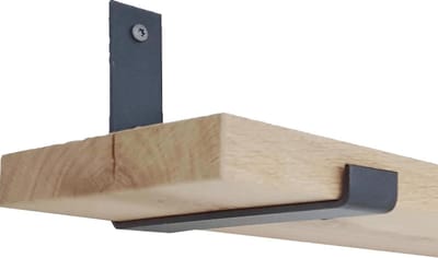 GoudmetHout® Wandplank Industrieel - 80 x 25 cm Muurplank - Eiken Hout - Decoratie Wandrek & Boekenrek - Hangplank Keuken - Wall Shelf + 2 Mat Blanke Plankdragers van Staal