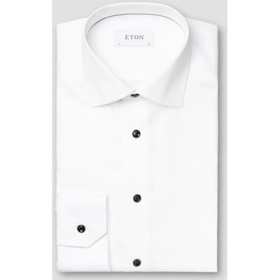 Eton Overhemd Contrast Buttons Uni Signature Twill Wit / male
