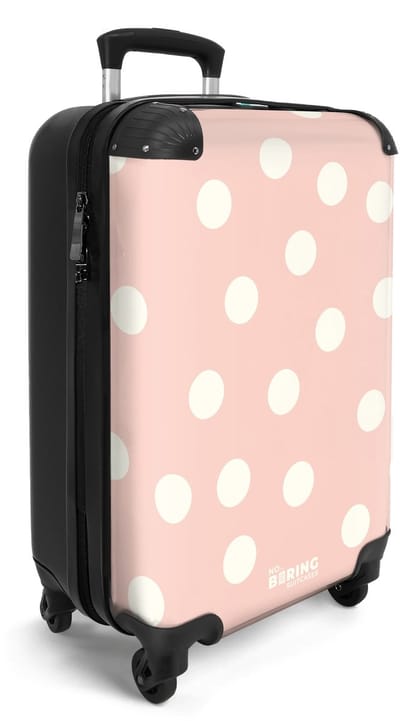 NoBoringSuitcases.com® - Handbagage koffer lichtgewicht - Reiskoffer trolley - Roze stippen patroon - Vakantie rolkoffer met wieltjes - Carryon suitcase - Flightcase - Cabin koffertje - Past binnen 55x40x20 en 55x35x25