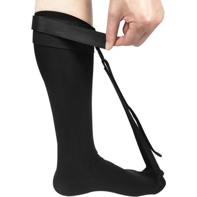 Verstelbare Voetdrop Sokbrace Ondersteuning voor Plantaire Fasciitis Arch Compressiesok voor Enkelrevalidatie S M black