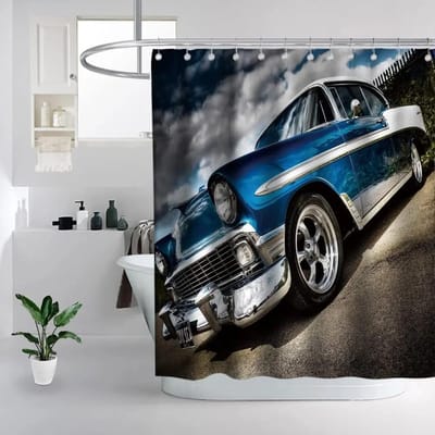 Raceauto Douchegordijn Stof Badkamer Sportauto Douchegordijnen Cool Automobiel Snelheid Raceauto Douchegordijn Waterdicht W90xH180cm