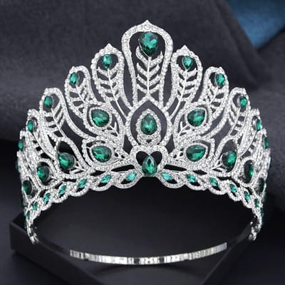 Verstelbare Maat Hoge Tiara's en Kronen Grote Bruiloftstiara voor Bruid Hoofddeksel Prinsessenfeest Schoonheidswedstrijd Haarjuwelen Bruidskroon gray