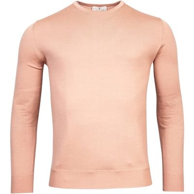 Thomas Maine Trui Merinowol Ronde Hals Single Knit Light Peach / male