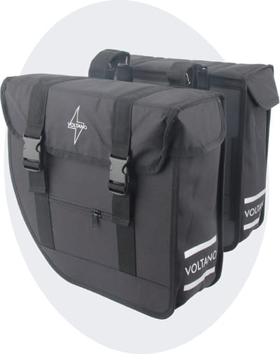 Voltano Dubbele Fietstas Urban Flow XL Afgeschuind - Zwart - 40 Liter - 100% Waterdichte Fietstassen - Fietstassen Elektrische Fietsen