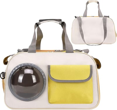 Kattendrager - Kittentas Schouder - Veilig Vervoer - Bubbelvenster Ademend - 45 x 28 cm - Geel