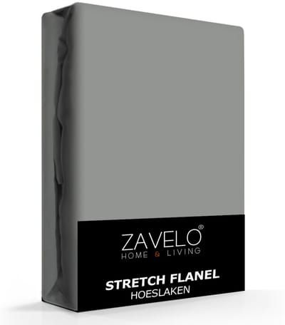Zavelo Stretch Flanel Hoeslaken Antraciet-1-persoons (80x200 cm)