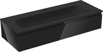 Mexen Orio badkamerkast 120 cm met wastafel Vela, 1 lade, zwart glanzend/zwart mat - 91A10-12023-1-BF70-W23M71