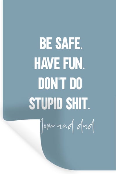 Muurstickers - Sticker Folie - Kids - Spreuken - Moeder - Be safe have fun. Don't do stupid shit - Mom and dad - Quotes - 20x30 cm - Plakfolie - Muurstickers Kinderkamer - Zelfklevend Behang - Zelfklevend behangpapier - Stickerfolie