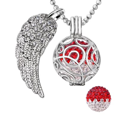 Engelenroeper 18mm Bolhouder met Ketting 90cm en Bolletje - Dames - Zilverkleurig Cirkels - EBS18017