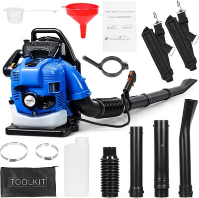 Rugzak Bladblazer - Motor Bladblazer Tuin - Tuinonderhoud Sneeuwruimen - Krachtige 4-takt Motor - 75.6cc - Blauw