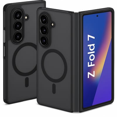 SnapSkin Hoesje geschikt voor Samsung Galaxy Z Fold 7 - Geschikt voor MagSafe Case - Semi-Transparant Zwart