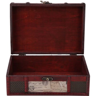 Vintage Houten Sieradendoos Handgemaakte Houten Decoratieve Boekdoos(Stempel) brown