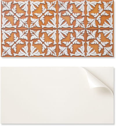 Zelfklevend vinylpaneel met print, 100x50 cm, plantenpatroon op tegels.