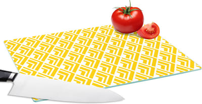 Glazen Snijplank - 28x20 - Geometrie - Zomer - Diamant - Geel - Patroon - Snijplanken Glas
