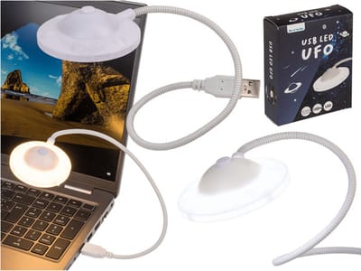 Out of the Blue LED Leeslamp met buigbare steel - wit - 33 cm - met USB poort - Ufo lampje - boek lezen verlichting