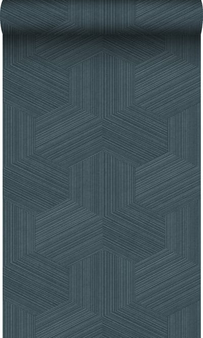 Origin Wallcoverings behang grafisch 3D motief donkerblauw - 50 x 900 cm - 347946
