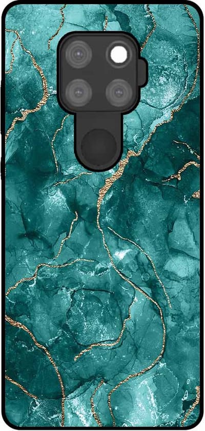 Smartphonica Telefoonhoesje Geschikt voor Huawei Mate 30 Lite met marmer opdruk - TPU backcover case marble design - Goud Groen geschikt voor Huawei Mate 30 Lite
