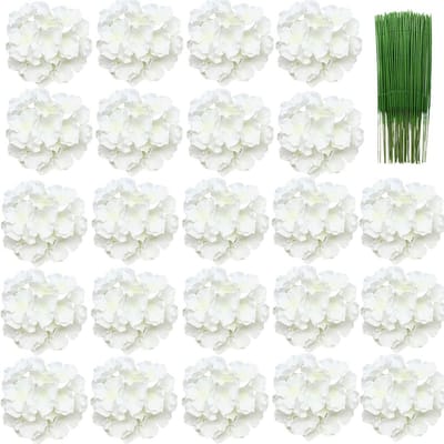 24x Grote Zijden Hortensia Bloemen (20 cm) - Kunstbloemen Wit voor Bruiloft en Decoratie