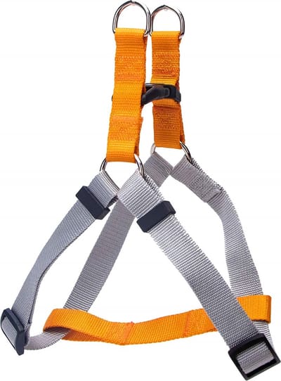 Nobleza Hondentuig - Y-tuig hond - hondentuigje - Tweekleurig - Fluorescerend - L - L40-60 cm - Oranje grijs