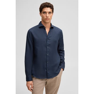 Linnen overhemd Ceasar, marineblauw