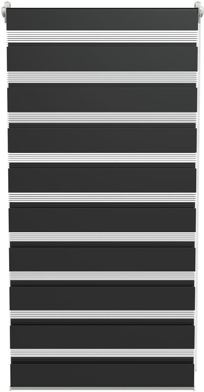 ACXIN Zebra Rollo Klemmfix - Zonder Boren - Lichtdoorlatend en Verduisterend - 80x150cm Zwart