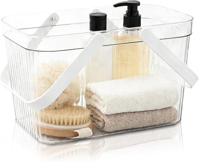 Duidelijke en draagbare opbergmand voor badkameraccessoires met handvat - Ideaal voor organisatie en schoonmaak in de douche