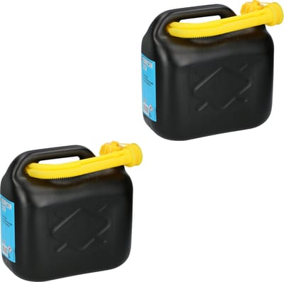 Dunlop Jerrycan - 2x - 5 liter - voor brandstof - diesel - benzine - zwart