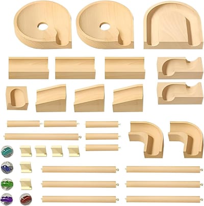 Knikkerbaan Houten Speelgoed - Bouwspel Educatief - Kinderen Leren Spelen - Modulaire Creativiteit - 225 x 165 x 165 cm