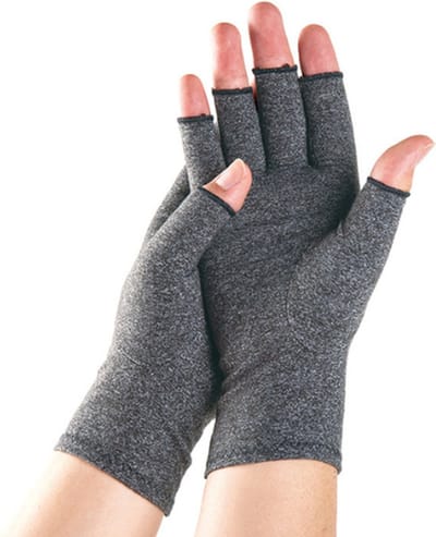 Reuma handschoenen - Artrose handschoenen - Compressie handschoenen - Handschoenen zonder toppen - Reuma - Grijs - L