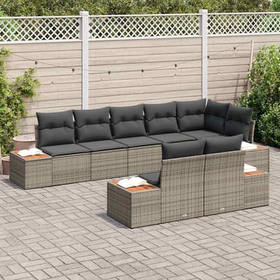vidaXL - Tuinbank - Set - 8 - st - 8-Aantal - zitplaatsen - Grijs - Polyrattan