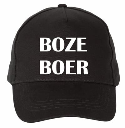 Mijncadeautje - 5 panel - Cap - Verstelbaar - Pet van 100% dik geborsteld katoen- unisex - opdruk wit - Boze Boer - zwart