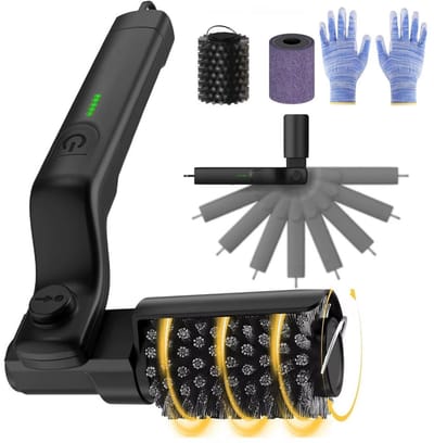 Elektrische BBQ Borstel Grillreiniger – Draadloze BBQ Cleaner met Roterende Borstel – Barbecue Schoonmaakborstel voor Grillrooster, BBQ & Oven – Krachtige Grill Cleaner – Oplaadbaar – Inclusief Reinigingsborstels