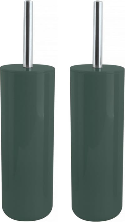 MSV Porto Toilet/wc - 2x - borstel in houder - kunststof - donkergroen - 38 cm