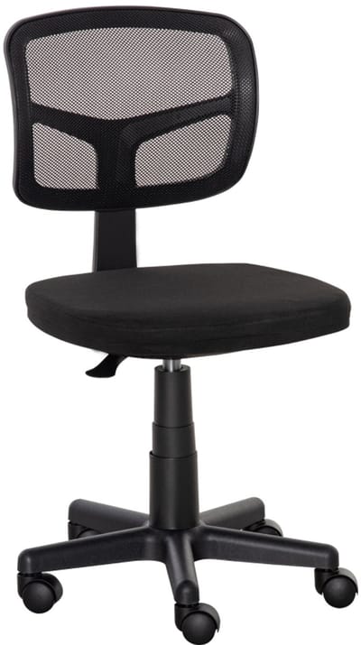 MODENUIT Bureaustoel 43 x 48 x 77,5-89,5 cm - In Hoogte Verstelbaar en 360° Draaibaar - Voor Kantoor - Stof Zwart