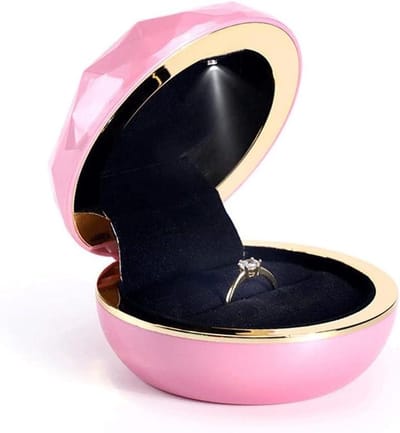Sieradendoos met LED - Ringdoosje Display - Sieraden Presenteren - Luxe Microvezel - 7.8x4.5 cm - Roze