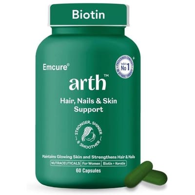Arth Biotine Capsules | met Keratine Bouwer, Hyaluronzuur & Essentiële Vitaminen | Biotine Supplement voor Haargroei, Sterk Haar, Gezond | 60N Veg