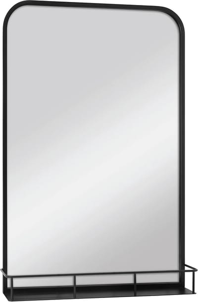 Grote Multifunctionele Wandspiegel met Opbergplank, 50x76 cm, Zwart