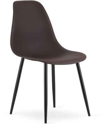 Stoel WAT – Mokka, Zwarte Metalen Poten, Kunststof Zitting – Modern en Ergonomisch – Geschikt voor Eetkamer, Woonkamer, Keuken, Thuiswerkplek, Kantine en Wachtruimte – Eenvoudige Montage