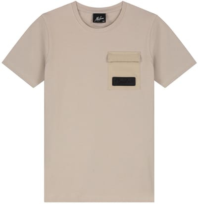 Malelions Pocket T-shirt Polo's & T-shirts Jongens - Polo shirt - Taupe - Maat 128