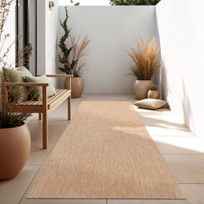 Paco Home In-& Outdoor Balkon Terras Keukenvloerkleed Eenkleurig Gemêleerd Patroon 80x150 cm