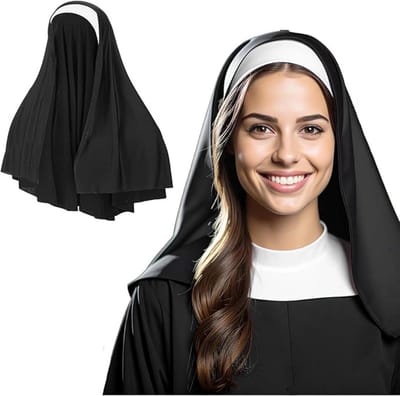 Girls Women Nun Veil Accessories Nun Hat Horror Or Fear Veil Nun Costume Accessories Halloween Costumes - ShopVlot