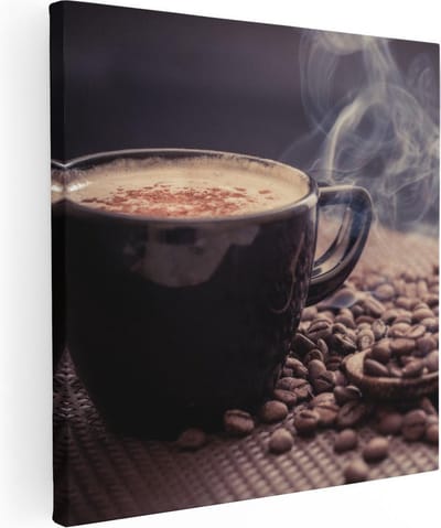Artaza Canvas Schilderij Koffie - 90x90 cm - Wanddecoratie Keuken - Muurdecoratie Koffiebonen - Schilderijen Op Canvas Stilleven
