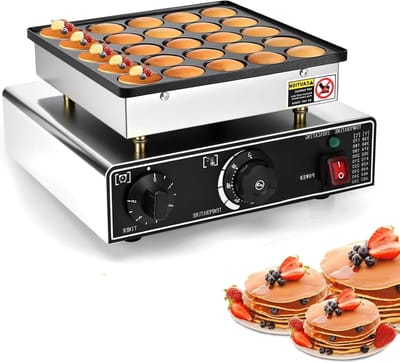 Poffertjesmaker Elektrisch - Mini Pannenkoeken - Thuis Bakken - 25 Stuks Tegelijk - 850 Watt - Zwart