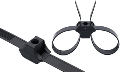 PRO-TIE® - Tyraps, kabelbinders Met Schroefgat en Dubbele Sluitkop / Double Loop Cable Ties With Mounting Hole 340 x 13 mm Zwart UV-Bestendig (Zak 50 stuks) (tiewrap/tyrap/tie-wrap/bundelbandje/colsonbandje/)