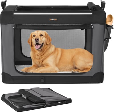 Feandrea - Hondenrugzak - Opvouwbare Hondenbench - Transportbox voor Grote Honden - 4 Deuren en Opbergtassen