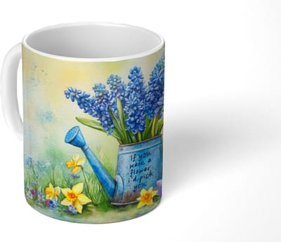 Mok - Koffiemok - Lavendelbloemen - Quote - Gieter - Mokken - 350 ML - Beker - Koffiemokken - Theemok - Mok met Tekst