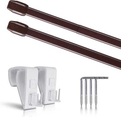 Vitragestangen Set - Gordijnroedes Uittrekbaar - Vensters Decoreren - Bevestiging Zonder Boren - 40-60 cm - Bruin